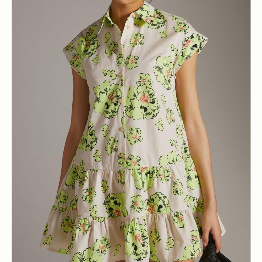 MAEVE SWISS-DOT TIERED MINI DRESS